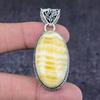 Yellow Septarian Gemstone Handmade 925 Sterling Silver Gift Pendant 2.21" i0D60
