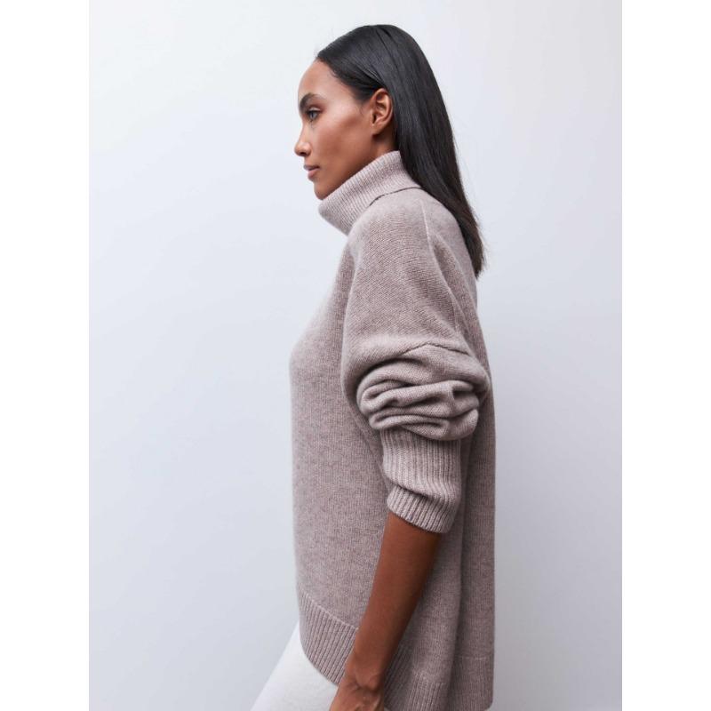 Autumn and Winter Women's Sweater Loose High Neck Comfortable Casual Long Sleeve Sweater