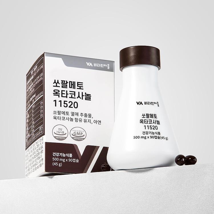 Vitamin Village Пальма Сереноа Октакозанол 11520 Питательное вещество для простаты Пальма Сереноа запас на 3 месяца 90 капсул, 1 единица, Корейское здоровье