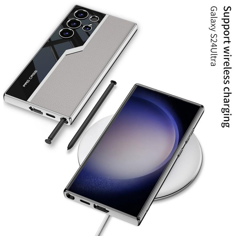 Phone Case S26 Ultra S25 S24 S23 Full Body Shockproof Protective Cover With Electroplated Leather Finish