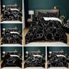 3D черный комплект постельного белья с белыми линиями, минималистский стиль, пуховые наволочки, 2/3 шт., стиль живописи, AU180 * 210, полноразмерный домашний текстиль