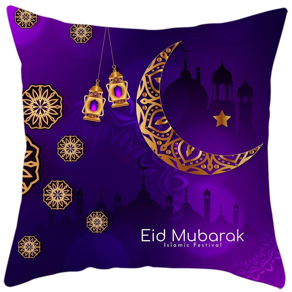 2024 Eid Mubarak Home Decor Pillowcase Sofa Cushion Cover Islamic Mosque Muslim Decorative Pillowcase Ramadhan Gift