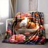1Pc Ginger Guinea Pig Flowers Blanket Soft And Comfortable Casual Warm Camping Travel Christmas Halloween Xmas Gift M924406