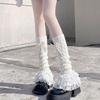 1pc Bow Lace Mid-tube Socks Lolita Winter Leg Cover Warm White Socks Style Cute Sweet Middle Fo X4T3