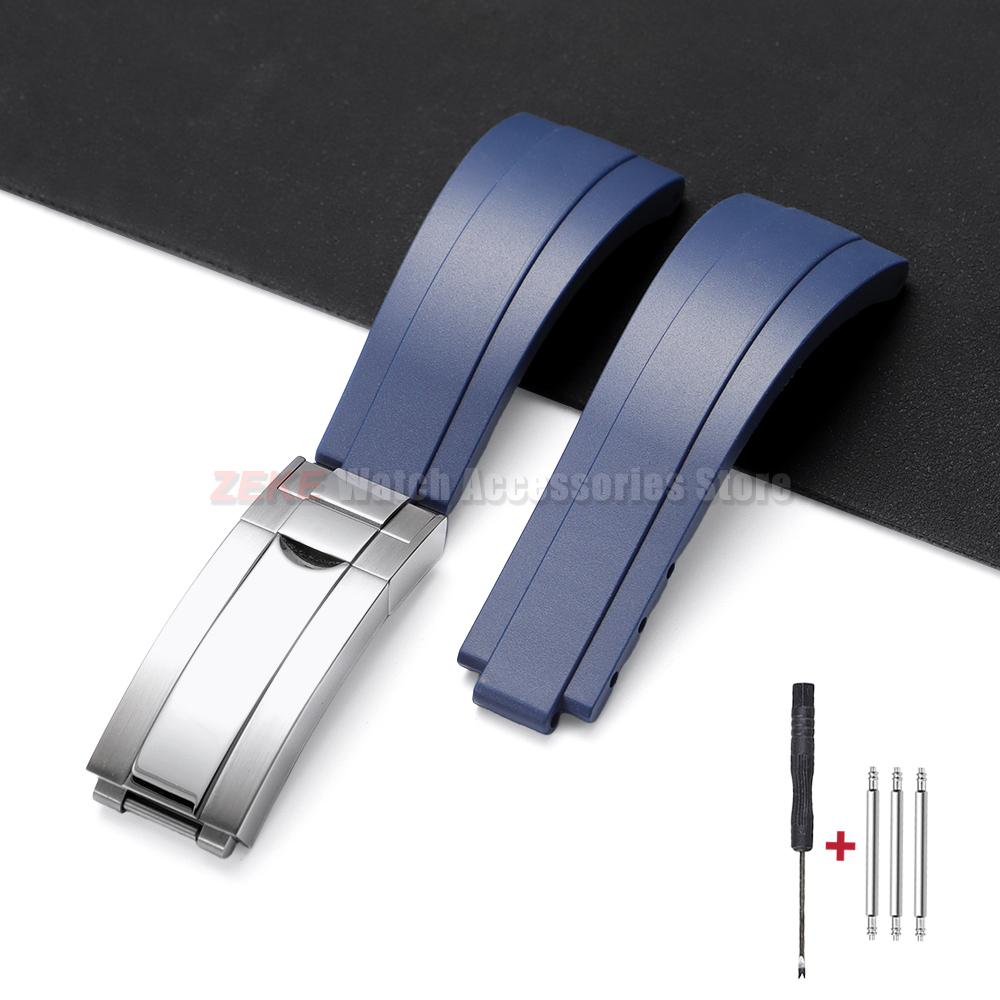 Резиновый ремешок для часов 20 мм для Rolex для Water Ghost для GMT для Daytona Водонепроницаемый силиконовый браслет Складная застежка Браслет Ремешок