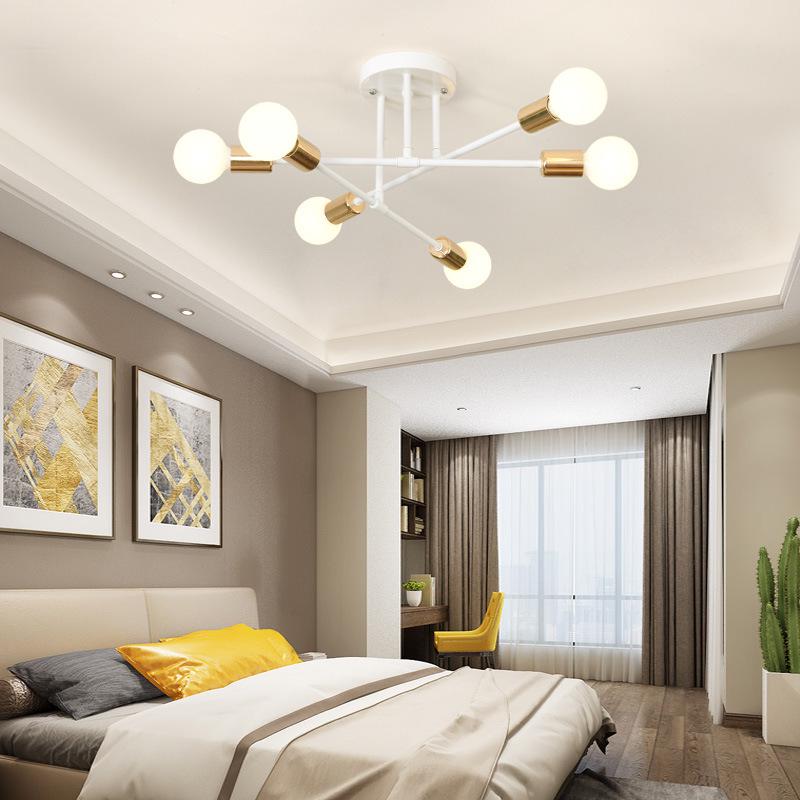 Modern Industrial Multi-Head Wrought Iron Ceiling Light for Living Room or Bedroom