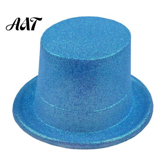 Decorative Props for Holiday Displays Shiny Top Hats, Glitter Hat Adult Kids, Colorful Magician Hat, Victorian Dress Up Christmas Stylish Wide