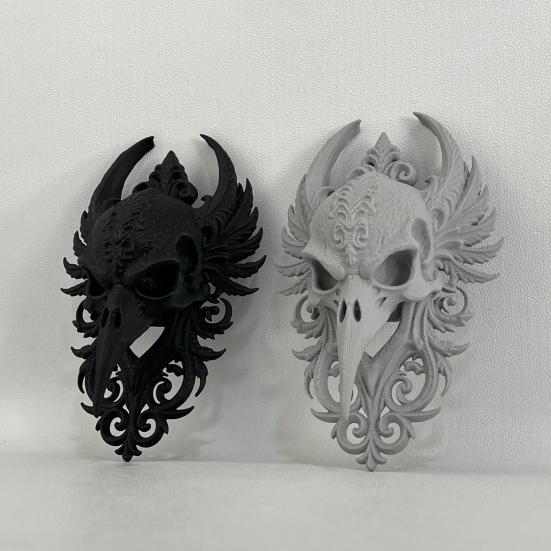 Готический череп ворона Настенная скульптура черепа вороны Поддельный животный подвесной настенный декор Жуткая голова Настенное искусство