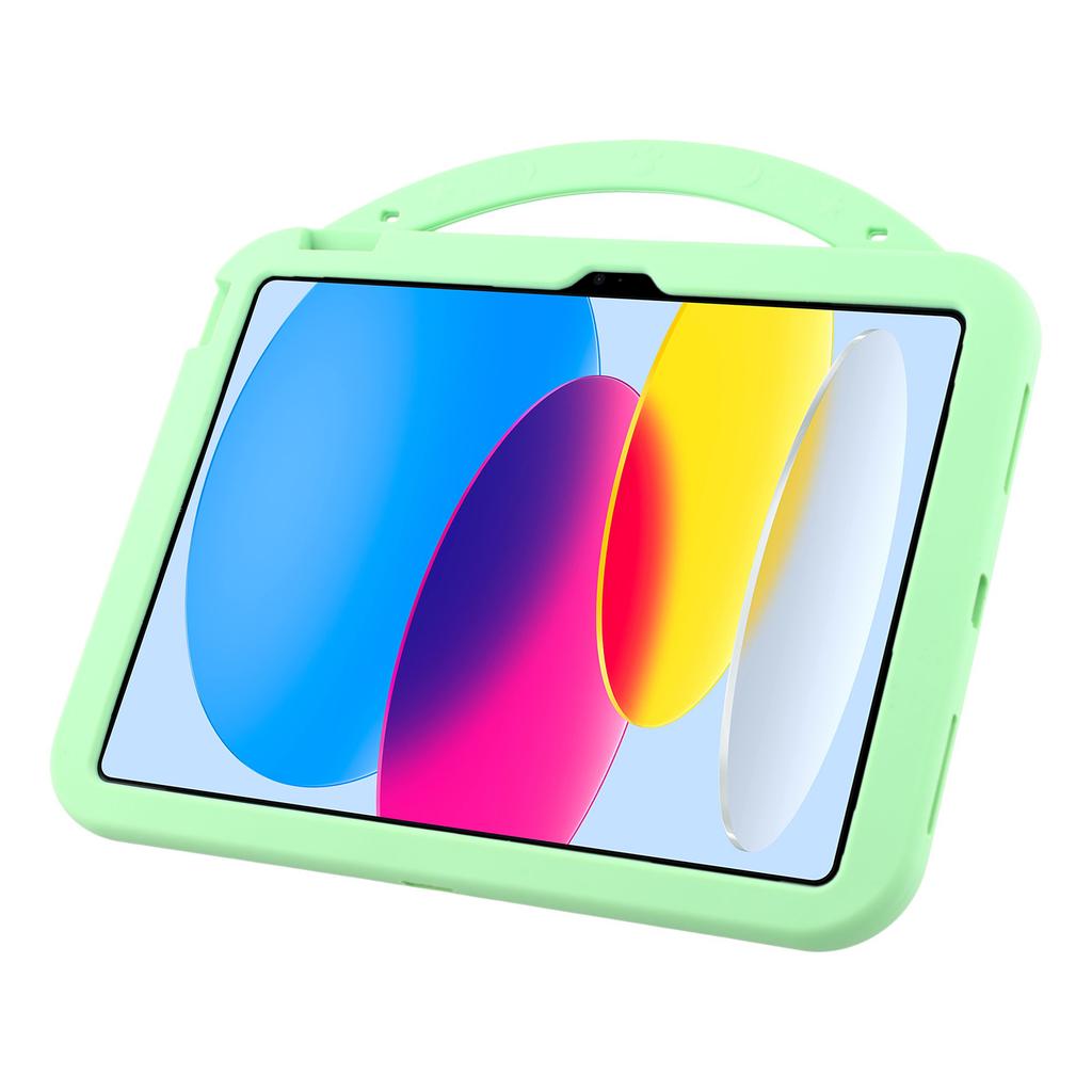 For iPad (2025)/iPad 10.9 (2022) Silicone Case Rotating Kickstand Hand Grip Cute Tablet Cover