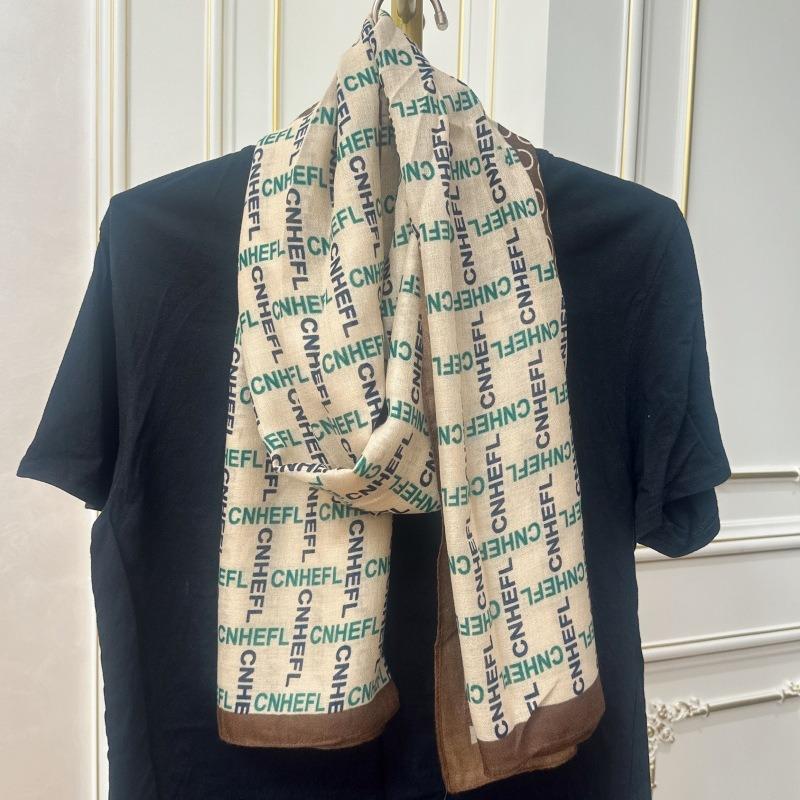 New Fashion Letter Polka Dot Printed Cotton and Linen Scarf Classic Autumn and Winter Warm Scarf Sunscreen Shawl