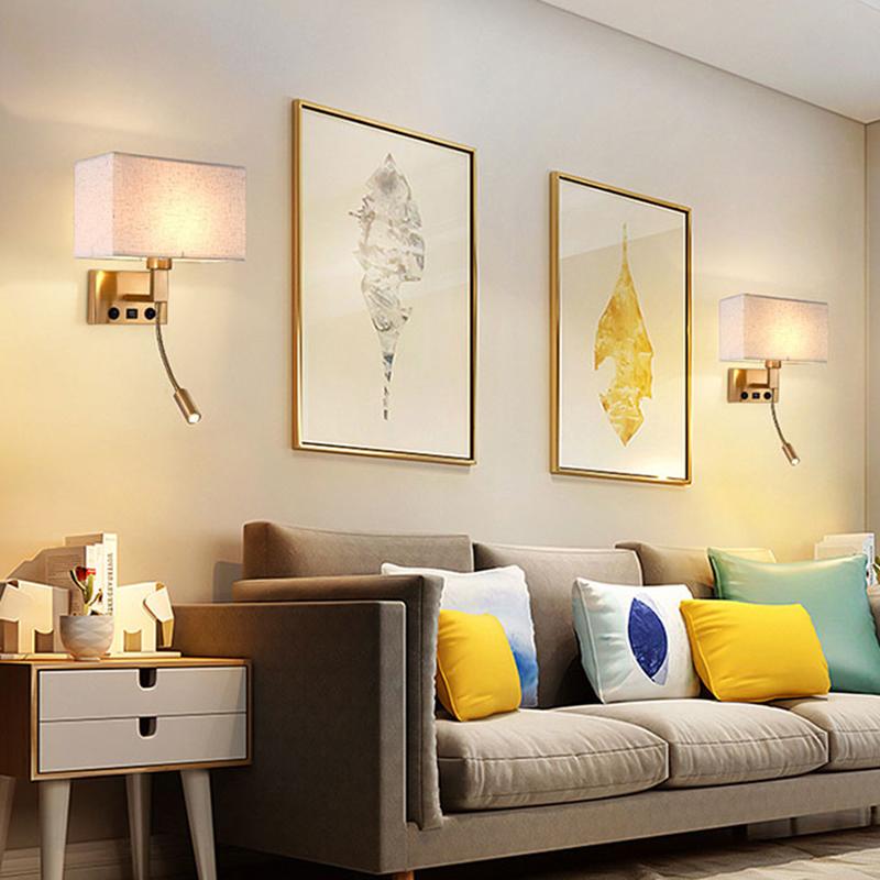 3104 5 Вт прикроватный настенный светильник для коридора со светодиодным светильником на гибкой ножке и портом USB - черный / коричневый плафон / белый свет