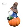 Садовая тыква Гном Фигурка держащая улитку Сидящий гном Эльф Статуэтка из смолы Скульптура для дома и улицы День благодарения Праздник урожая Осень Рабочий стол