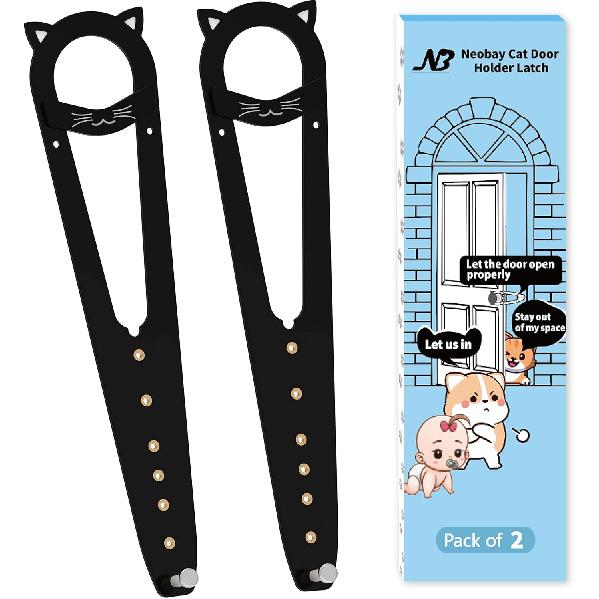 Cat Door Latch with Stabilizer, 7 Sizes Adjustable Cat Door Holder Latch to Keep Dog Out of Litter Box, Economical Alternative of Pet Gates and
