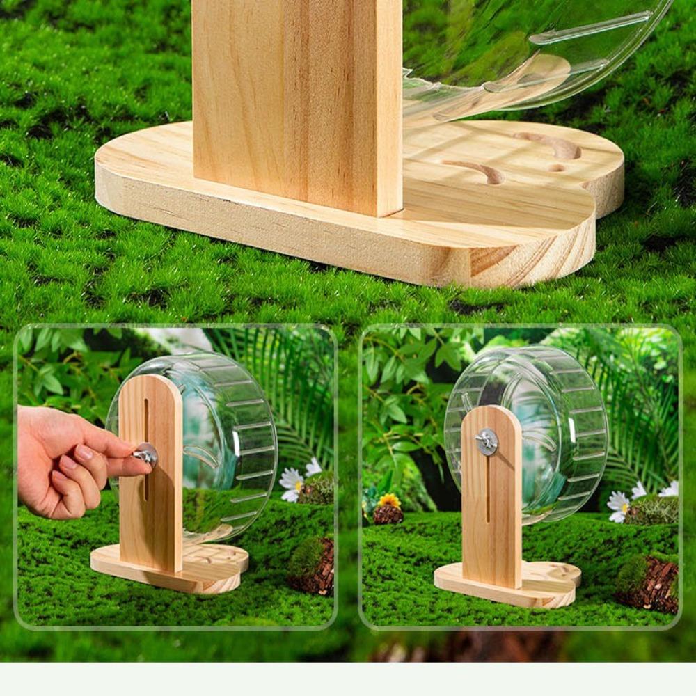 Adjustable Height Hamster Exercise Wheel Wooden Stand Hamster Running Stand Easy To Disassemble