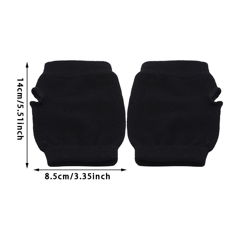 1Pair Simple Black Short Half Finger Fingerless Knit Wrist Glove Winter Warm Stretch Work Gloves For Women And Men Mittens