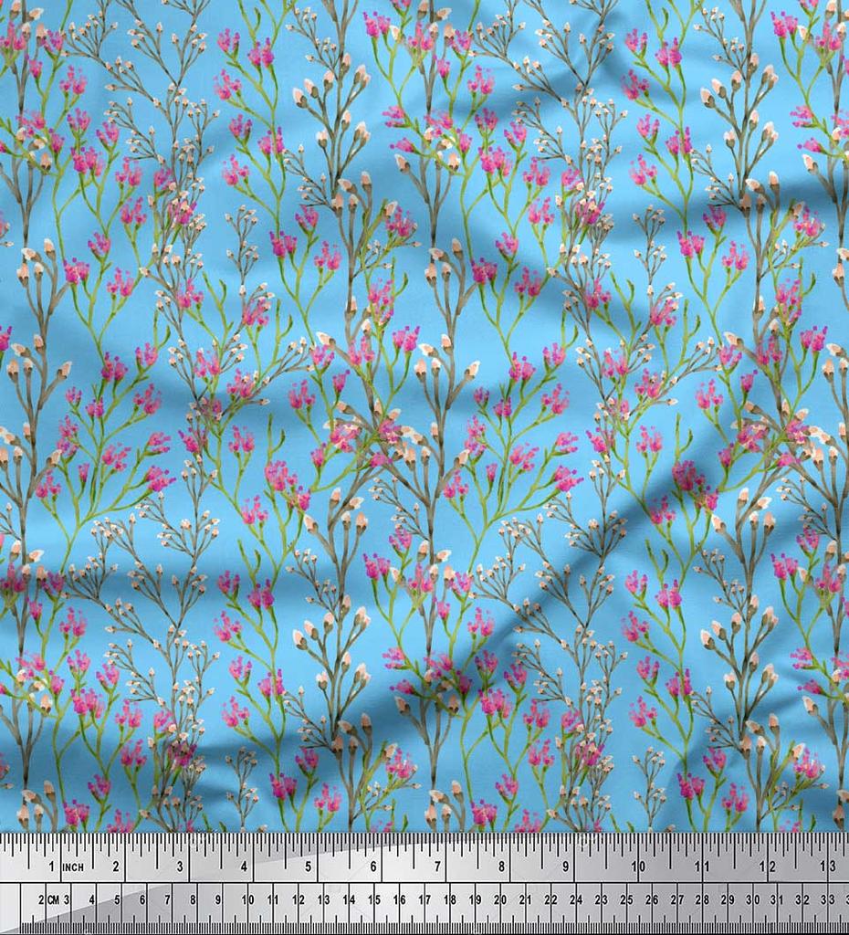 Soimoi Черная полиэстеровая креповая ткань с акварельным принтом «Цветы и бутоны» на метры 42 дюйма