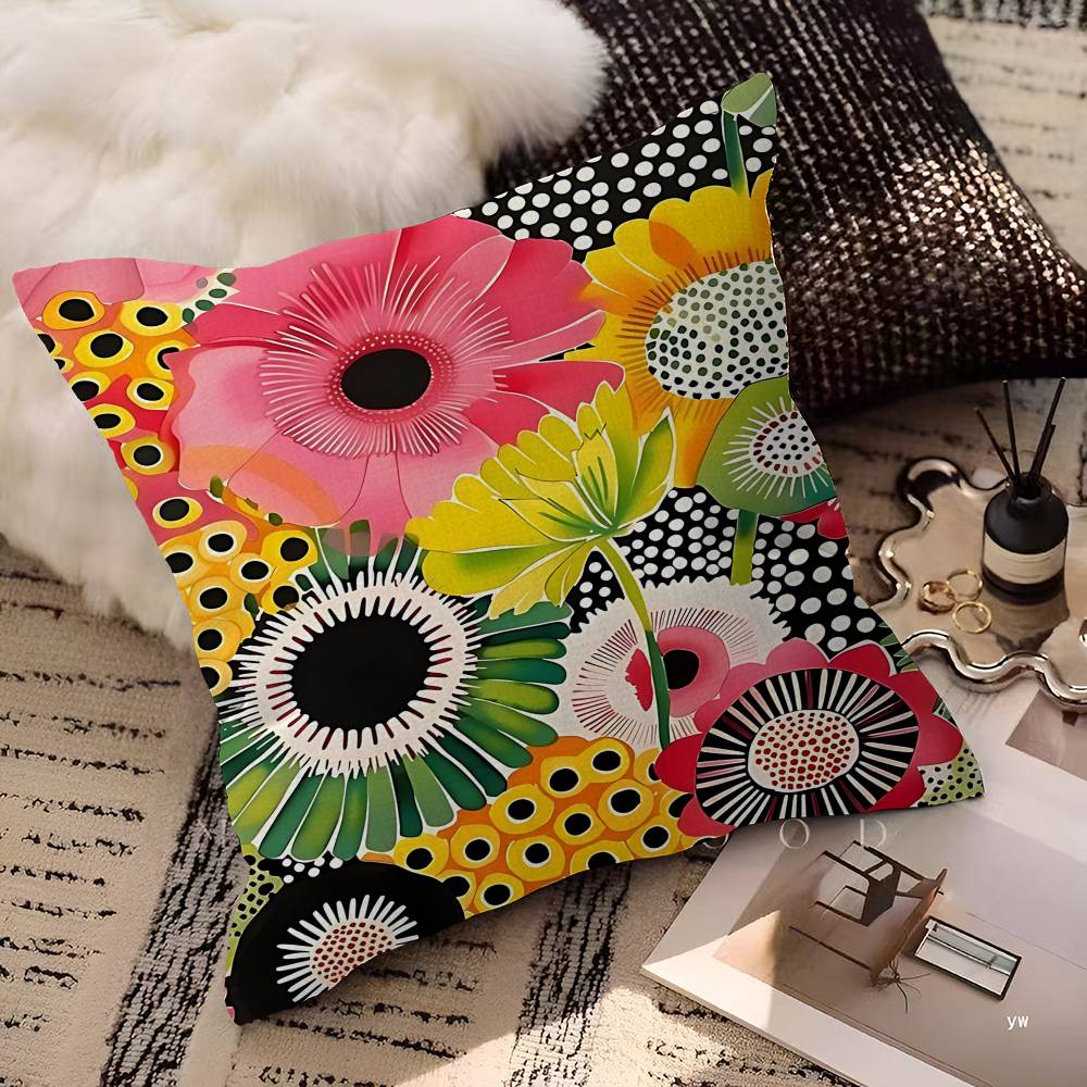 Yayoi Kusama Art Exhibition Pumpkin Flower Pillow Cushion Cover Pillowcase Living Room Sofa Home Decor