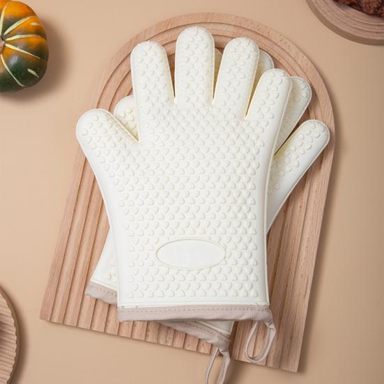 1 Pair Silicone Oven Gloves Anti-scalding Heat Resistant Up To 450 Degrees Fahrenheit Five Finger Oven Mitts Cooking Accessories