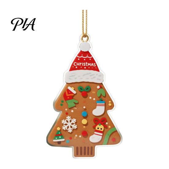 Lightweight Acrylic Craft Ornaments Gingerbread Christmas Tree Pendant, Double-sided Hanging Ornament for Charming Holiday Interior Decoration