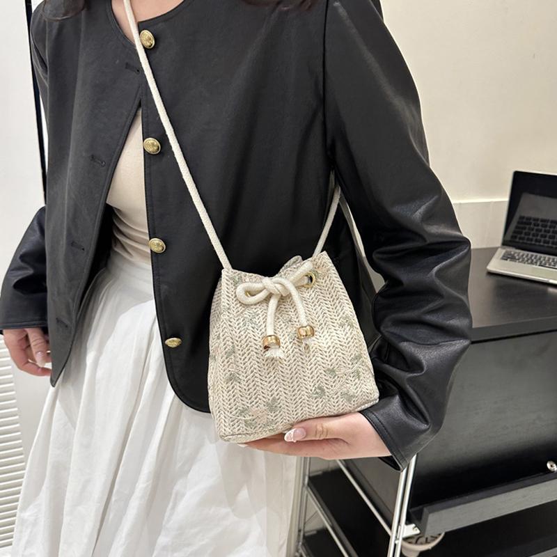 Сумки на плечо со шнурком, Повседневная летняя пляжная плетеная соломенная маленькая сумочка, Вместительные сумки кроссбоди