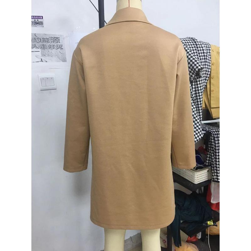 Женская куртка осенний кардиган средней длины двубортный вязаный пиджак