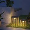 Solar Floor Lamp Set of 2, Rattan Solar Lamps with Light Sensor, LED Solar Light in Boho Style, IP44