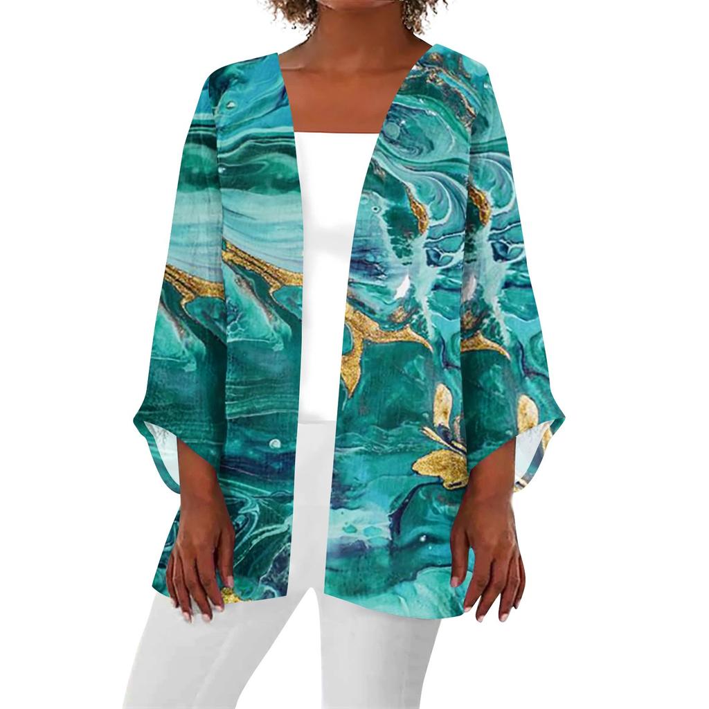 Женская повседневная модная легкая куртка средней длины с принтом в стиле ретро, ​​кардиган