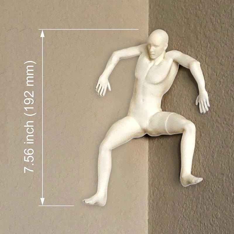 "Frightened" Figurine Corner Wall Decor 3D Adhesive Climbing Man Statue Sculpture Home Office Wall Ornament Climbing Enthusiasts