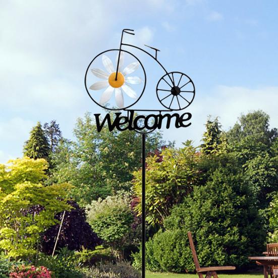 Садовая ветряная мельница, железная вертушка в стиле велосипеда с приветственным знаком, стойка для уличной ветряной мельницы