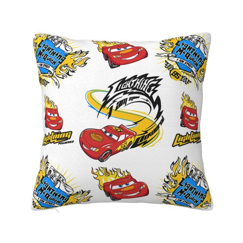 Custom Fashion Lightning McQueen Cartoon Cushion Cover 45x45cm Soft Pillow for Sofa Square Pillowcase