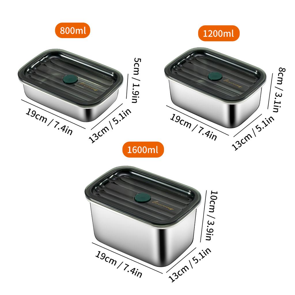 304 Stainless Steel Vacuum Fresh-keeping Box Heatable Bento Lunch Box Refrigerator Sealed Food Container With Lid