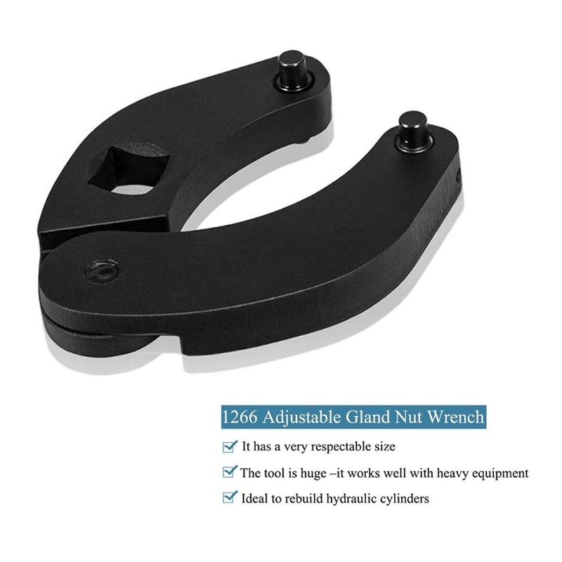 Black Adjustable Gland Nut Wrench for Hydraulic Cylinders on Most Farm and Construction Equipment for Case 480E/580/580D