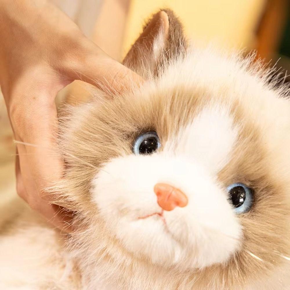Voiced Realistic Cat Doll Soft Simulated Kitten Model Cute Simulation Cat Plush Toys  Kids