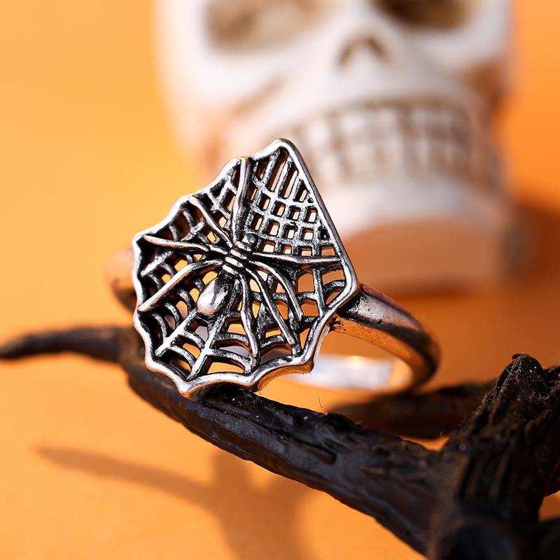 Кольцо в стиле панк-готики с тиснением в виде паутины для мужчин, креативное серебряное кольцо, ювелирные изделия на палец, аксессуары