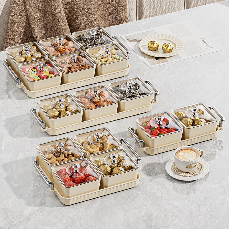 Роскошная коробка для конфет с отделениями: Элегантный поднос для закусок и фруктов с крышкой для гостиной