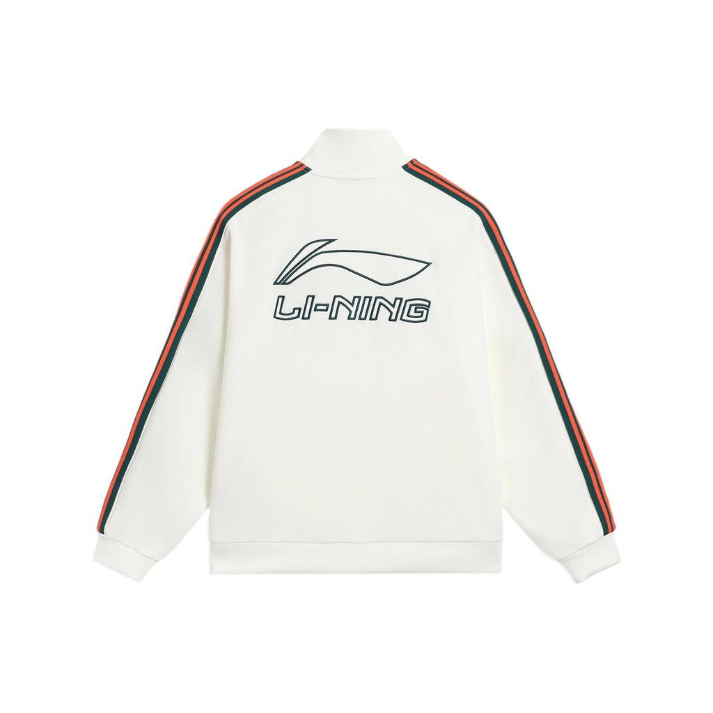 Li-Ning Спортивная модная серия, свободный кардиган с воротником-стойкой, куртка с длинными рукавами, куртка унисекс, белая AWDS915-5