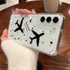 Airplane Print Clear Slim Phone Case For Samsung Galaxy S25 Ultra S24 FE S23 S22 A56 A36 A16 A55 A35 Soft Silicone Shockproof Transparent Bumper Cover
