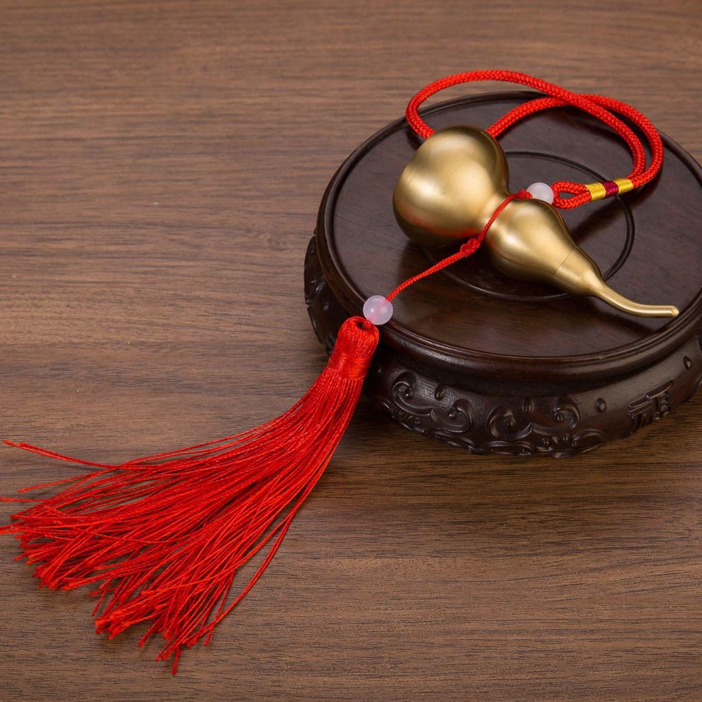 Exquisite Brushed Brass Gourd Pendant - Home Entrance Ornament & Housewarming Gift