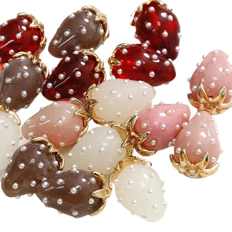 1 шт. Блестящая серьга ручной работы, модная 3D клубника, цветная смола, DIY аксессуары для ювелирных изделий, шармы, большой размер