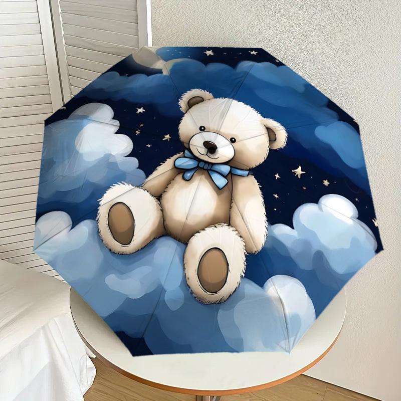 1PC Bear Clouds Umbrella-8-Rib Reinforced, Automatic Open, Lightweight & Durable, Fashion Accessory for Outdoor, J0344