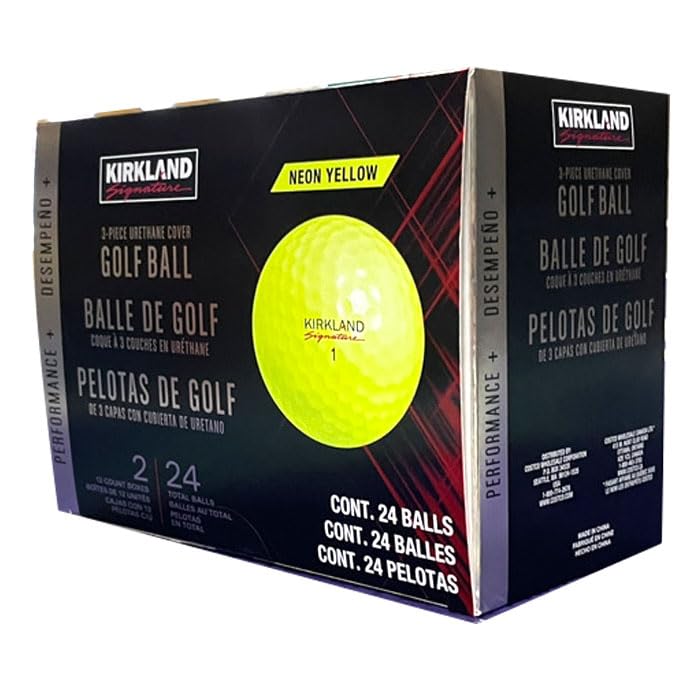 Kirkland Signature Мячи для гольфа Версия 24 мяча Costco 3-компонентные 2.0 Желтые,