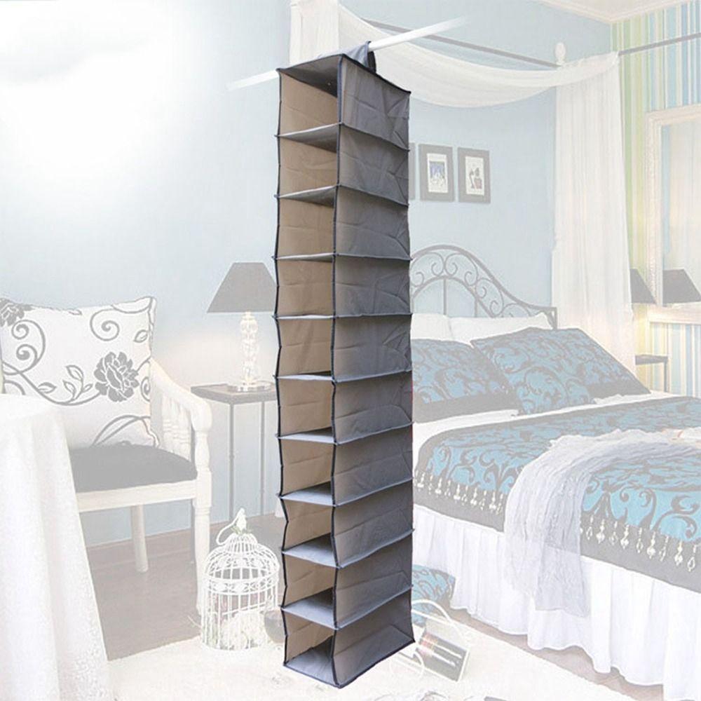 Clear 10 Layer Hanging Bag 10 Grids Sundry Hanger Pouch Creative Shoe Storage Rack Wardrobe