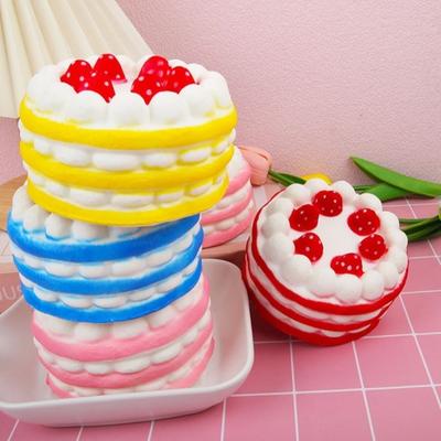 Игрушка-пищалка для снятия стресса в виде клубничного торта на день рождения, мягкая игрушка для пальцев из ПУ, Пони-торт, Снятие давления