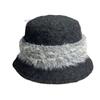 Long Haired Plush Patchwork Fisherman's Hat Women's Foldable Outdoor Windproof and Cold Proof Basin Hat Multi Functional Small Face