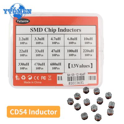 Набор SMD CD54 силовых индукторов 130 шт. 2,2 мкГн~680 мкГн 13 типов Набор индукторов CD54 Высококачественная DIY электроника с коробкой