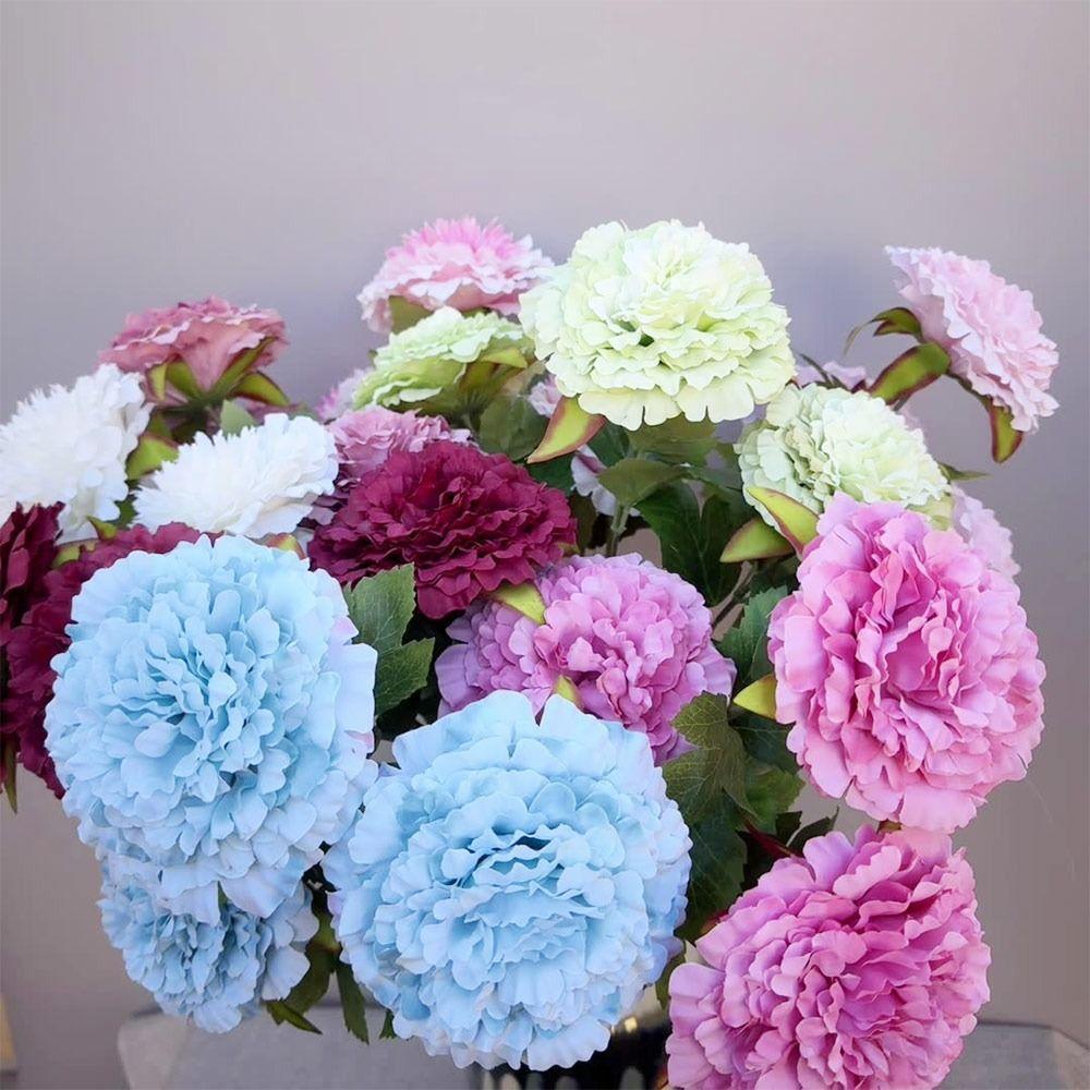 5 Голов Многоцветный Искусственный Цветок Пион Пион Свадебные Букеты Реалистичные Цветы Домашнее Украшение