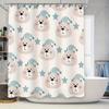 Милая Шторка для Душа с Рисунком Медведя для Домашнего Декора Водонепроницаемые Ванные Принадлежности Дизайн в Бело-Синюю Полоску