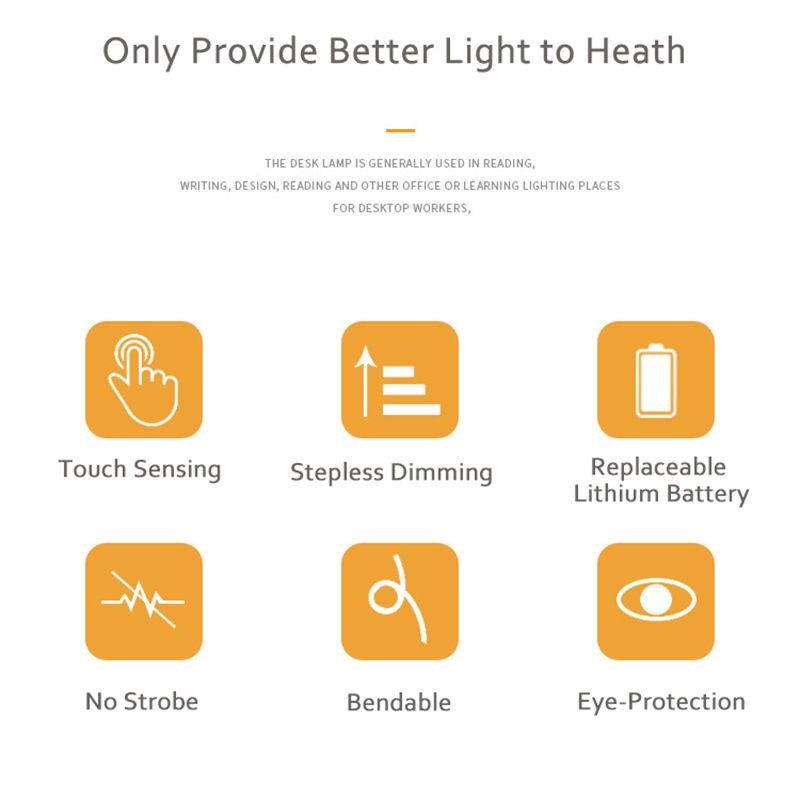 Настольная лампа Сенсорные настольные лампы для гостиной Настольные складные настольные лампы с гибкой стойкой и регулируемой яркостью Защита глаз Учебная лампа Светодиодный свет