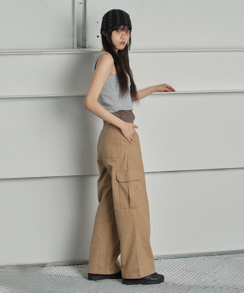 SWAYGLOW Solid Cargo Pants Beige