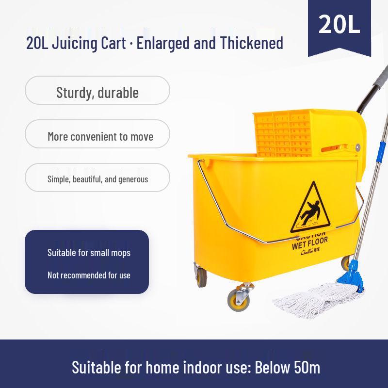 Single Bucket Mobile Mop Cart with Squeeze Feature